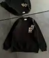 Kadın Bisiklet Yaka Baskılı SweatShirt - Siyah