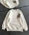 Kadın Bisiklet Yaka Kilim Halı Baskılı 3 İplik Pamuklu Sweatshirt - Beyaz