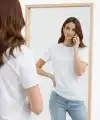 Kadın Bisiklet Yaka Yazlık Kısa kol Düz Tişört Regular Kalıp T-shirt - Beyaz