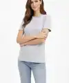 Kadın Bisiklet Yaka Yazlık Kısa kol Düz Tişört Regular Kalıp T-shirt - Gri