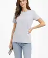 Kadın Bisiklet Yaka Yazlık Kısa kol Düz Tişört Regular Kalıp T-shirt - Gri