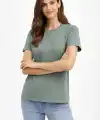 Kadın Bisiklet Yaka Yazlık Kısa kol Düz Tişört Regular Kalıp T-shirt - Mint Yeşili