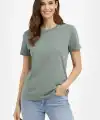 Kadın Bisiklet Yaka Yazlık Kısa kol Düz Tişört Regular Kalıp T-shirt - Mint Yeşili