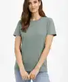Kadın Bisiklet Yaka Yazlık Kısa kol Düz Tişört Regular Kalıp T-shirt - Mint Yeşili