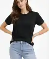 Kadın Bisiklet Yaka Yazlık Kısa kol Düz Tişört Regular Kalıp T-shirt - Siyah