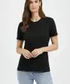 Kadın Bisiklet Yaka Yazlık Kısa kol Düz Tişört Regular Kalıp T-shirt - Siyah
