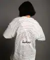 Kadın Bisiklet Yakalı Sırt Baskılı  Kısa kol Oversize T-Shirt - Beyaz