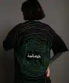 Kadın Bisiklet Yakalı Sırt Baskılı Oversize Kısa kol T-Shirt - Siyah