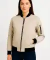 Kadın Bomber Mont Ceket – Fermuarlı, Kapitone İçi Astarlı, Su İtici Kumaş, Regular Fit, Yandan Cepli, Günlük Bahar & Kış Şık Rahat Stil - bej