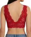 Kadın Dantel Bralet Crop Sütyen V Yaka Askılı Şık Esnek Rahat - Kırmızı