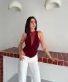 Kadın Dantel Detaylı Derin Dekolte Body Şık Kolsuz Yazlık Bodysuit - Bordo
