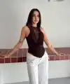 Kadın Dantel Detaylı Derin Dekolte Body Şık Kolsuz Yazlık Bodysuit - Kahvrenegi