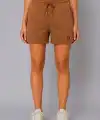 Kadın Dokuma Kumaş Cepli Bağcıklı Regular Fit Yazlık Şort - Kahverengi