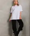 Kadın Düz  Kısa kol Penye T-shirt - Beyaz