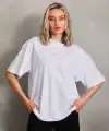 Kadın Düz  Kısa kol Penye T-shirt - Beyaz
