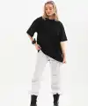 Kadın Düz  Kısa kol Penye T-shirt - Siyah