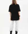 Kadın Düz  Kısa kol Penye T-shirt - Siyah