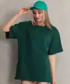 Kadın Düz  Kısa kol Penye T-shirt- Yeşil