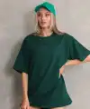 Kadın Düz  Kısa kol Penye T-shirt- Yeşil