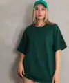 Kadın Düz  Kısa kol Penye T-shirt- Yeşil