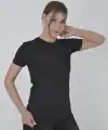 Kadın File Cepli T-Shirt Kısa Kol Bisiklet Yaka Slimfit Tişört  - Siyah