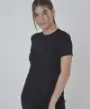 Kadın File Cepli T-Shirt Kısa Kol Bisiklet Yaka Slimfit Tişört  - Siyah