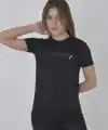 Kadın Gögüs Fermuarlı T-Shirt Kısa Kol Bisiklet Yaka Slimfit Tişört - Siyah