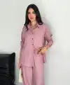 Kadın Gömlek Pantolon ikili Alt-Üst Takım - Toz Pembe
