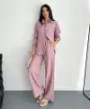 Kadın Gömlek Pantolon ikili Alt-Üst Takım - Toz Pembe