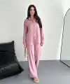Kadın Gömlek Pantolon ikili Alt-Üst Takım - Toz Pembe