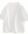 Kadın Gülücük Baskılı Tişört Kısa Kol Bisiklet Yaka Oversize T-Shirt - Beyaz