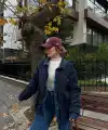 Kadın Jeans Detaylı Cıtcıtlı Ceket Mont - Lacivert