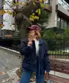 Kadın Jeans Detaylı Cıtcıtlı Ceket Mont - Lacivert