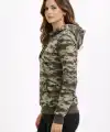 Kadın Kamuflaj Desenli 2 İplik 4 Mevsim Kapüşonlu Kanguru Cepli Hoodie Sweatshirt - Kamuflaj