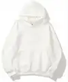 Kadın Kapüşonlu Kanguru Cepli 3 İplik Pamuklu Düz Hoodie Sweatshirt - Beyaz