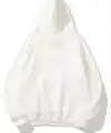 Kadın Kapüşonlu Kanguru Cepli 3 İplik Pamuklu Düz Hoodie Sweatshirt - Beyaz
