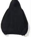 Kadın Kapüşonlu Kanguru Cepli 3 İplik Pamuklu Düz Hoodie Sweatshirt - Siyah