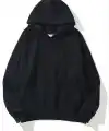 Kadın Kapüşonlu Kanguru Cepli 3 İplik Pamuklu Düz Hoodie Sweatshirt - Siyah
