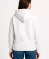 Kadın Kapüşonlu Kanguru Cepli 3 İplik Pamuklu Oversize Hoodie Sweatshirt - Beyaz