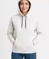 Kadın Kapüşonlu Kanguru Cepli 3 İplik Pamuklu Oversize Hoodie Sweatshirt - Beyaz