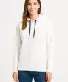 Kadın Kapüşonlu Kanguru Cepli 3 İplik Pamuklu Oversize Hoodie Sweatshirt - Beyaz