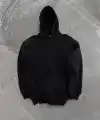 Kadın Kapüşonlu Kanguru Cepli 3 İplik Pamuklu Oversize Hoodie Sweatshirt - Siyah