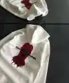 Kadın Kapüşonlu Kanguru Cepli Sweatshirt 3 İplik Pamuklu Baskılı Hoodie - Beyaz