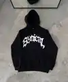 Kadın Kapüşonlu Kanguru Cepli Sweatshirt 3 İplik Pamuklu Baskılı Hoodie -  Siyah