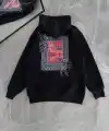 Kadın Kapüşonlu Kanguru Cepli Sweatshirt 3 İplik Pamuklu Baskılı Hoodie - Siyah