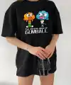 Kadın Kısa kol Tişört Bisiklet Yaka Baskılı Oversize T-Shirt - Siyah