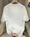 Kadın Kısa Kol Yazlık Tişört Bisiklet Yaka Baskılı Oversize T-Shirt - Beyaz