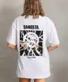 Kadın Kısa Kol Yazlık Tişört Bisiklet Yaka Baskılı Oversize T-Shirt - Beyaz
