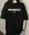 Kadın Kısa Kol Yazlık Tişört Bisiklet Yaka Baskılı Oversize T-Shirt - Siyah