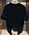 Kadın Kısa Kol Yazlık Tişört Bisiklet Yaka Baskılı Oversize T-Shirt - Siyah